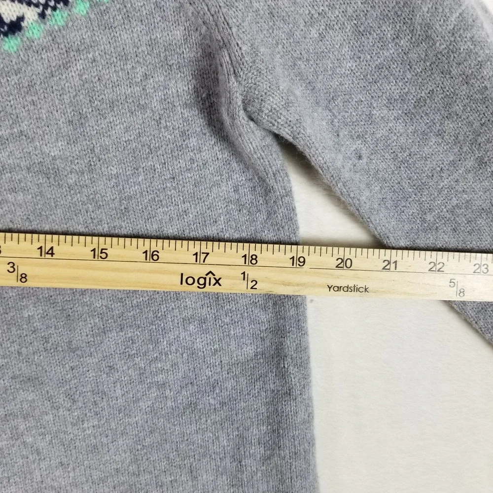 Tabitha Webb Hooded Sweater Women Medium Grey Fair Isle Wool Blend Pullover